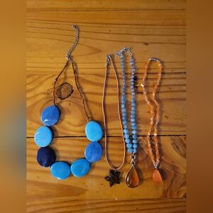 4 large Beaded necklace very pretty and fun orange turquoise